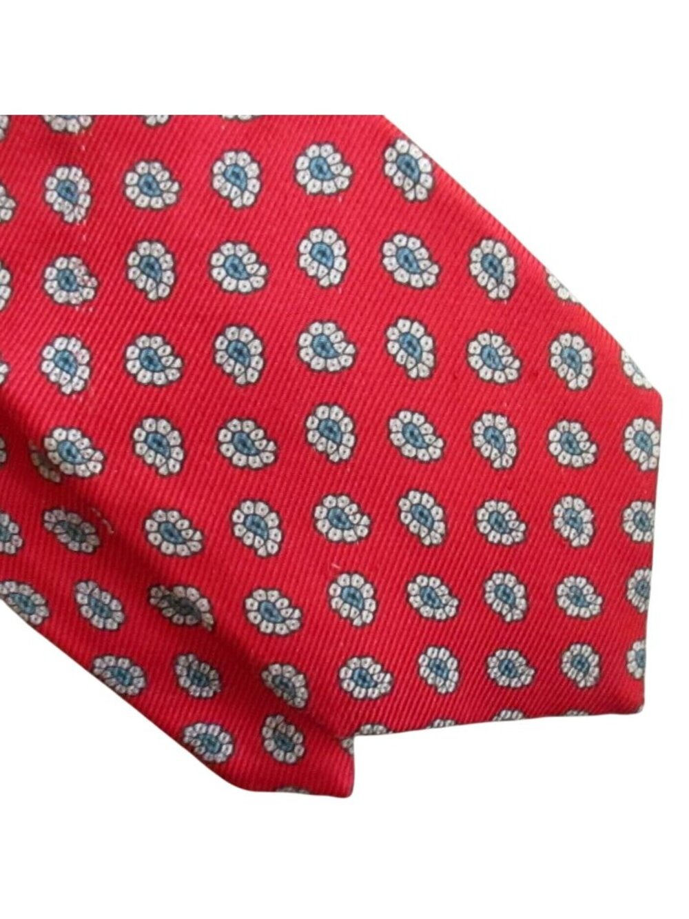 Vintage Silk Necktie T.J.W. Mens Red Floral Pattern Tie Paisley 58"